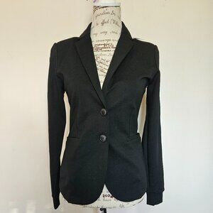 Black blazer with cream stripes